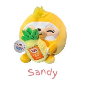 Snackles Sandy the Yellow Sloth Plush with Pineapple